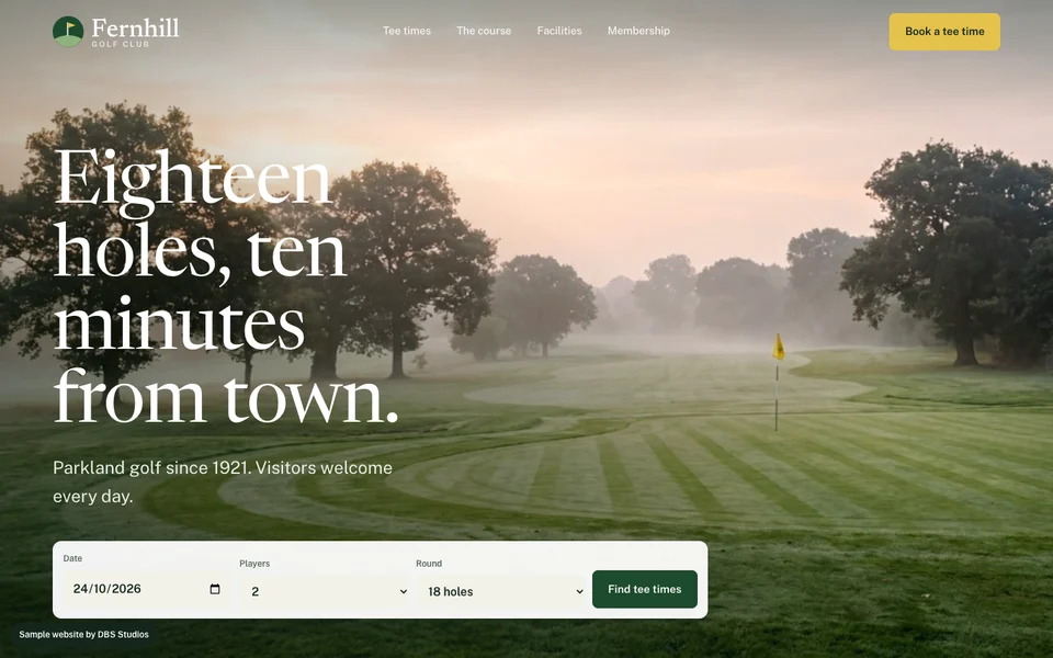The Fernhill Golf Club website homepage
