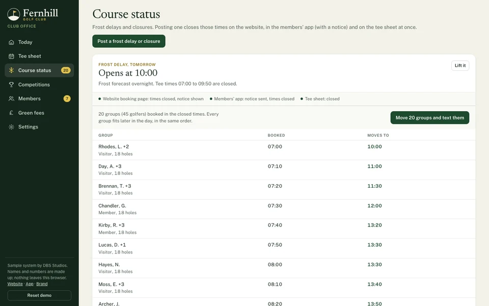 Course status: a frost delay with every group’s new tee time